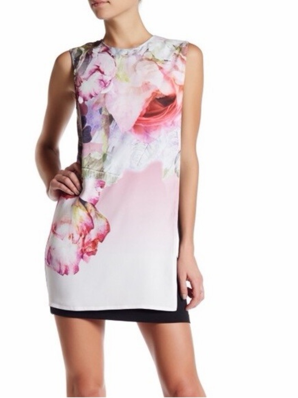 Ted Baker Pink and White Floral Sleeveless Shift Dress